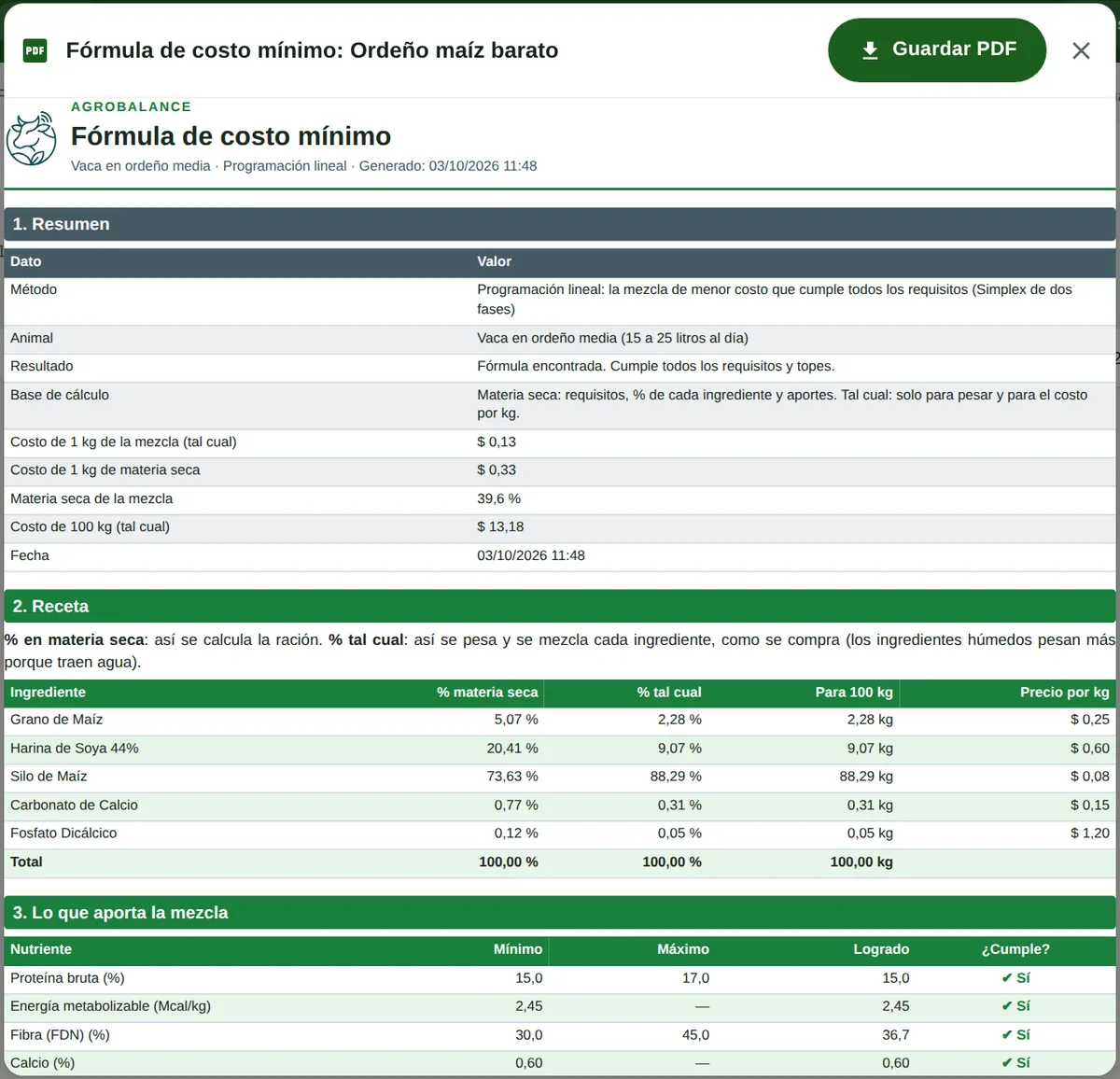 Documento en formato PDF de una fórmula